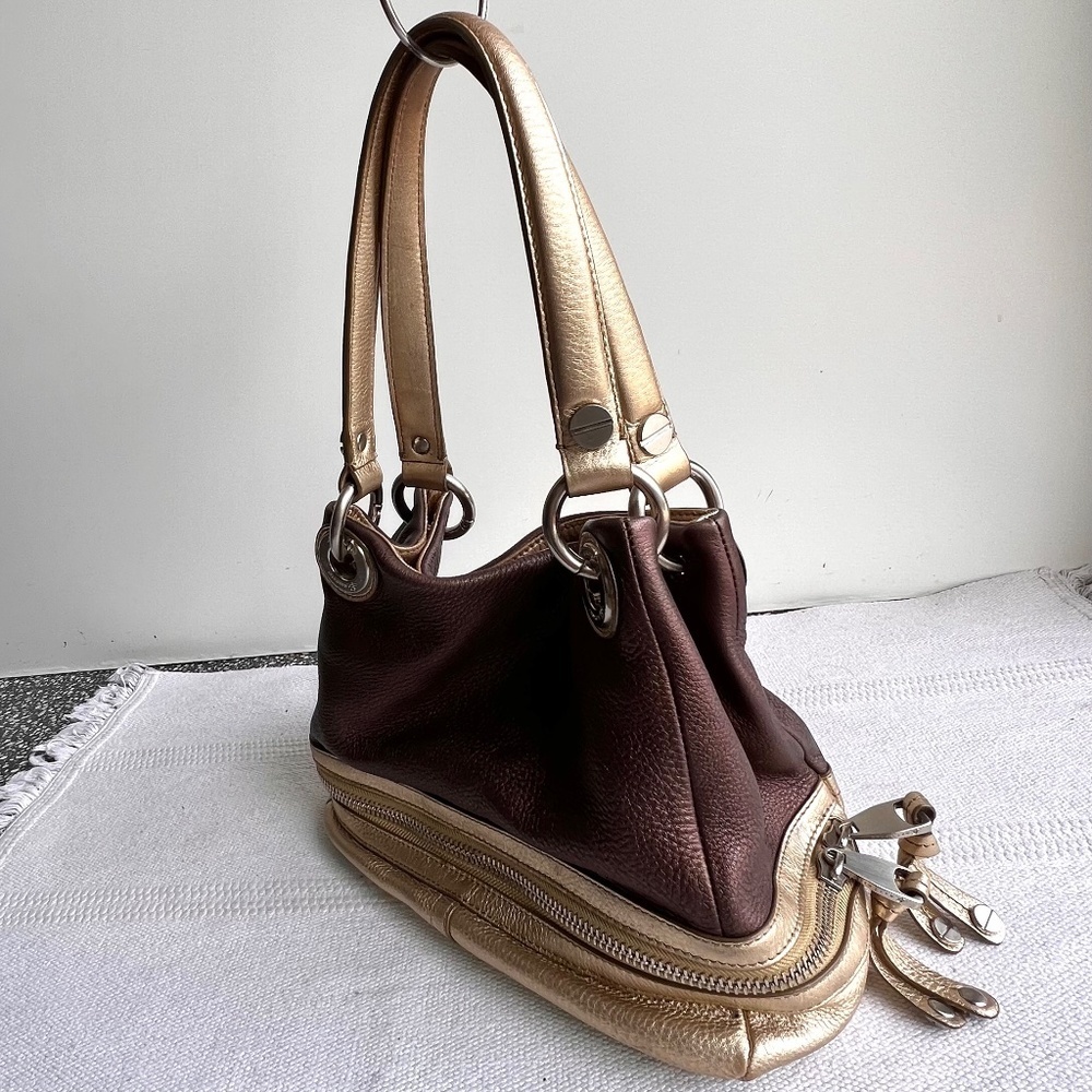 B. Makowsky Satchel Two Tone Leather B2_14